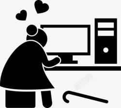 网上恋爱外婆在网上调情聊天上网图标高清图片