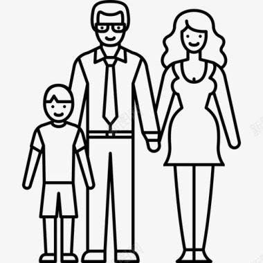 父子继母人家庭直系图标图标