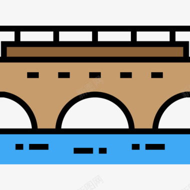 桥景观5线条色彩图标图标