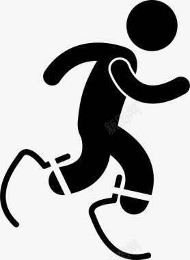 运动残奥会短跑运动员残疾人假肢运动员图标图标