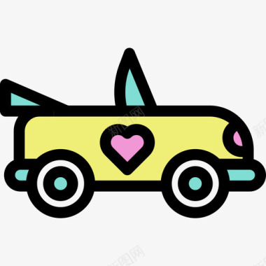 交通指示牌婚车交通工具线性彩色爱情套装图标图标