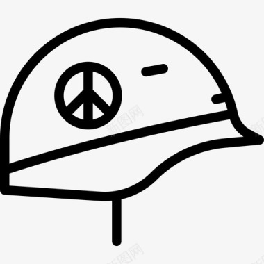 头盔和平主义元素线状图标图标