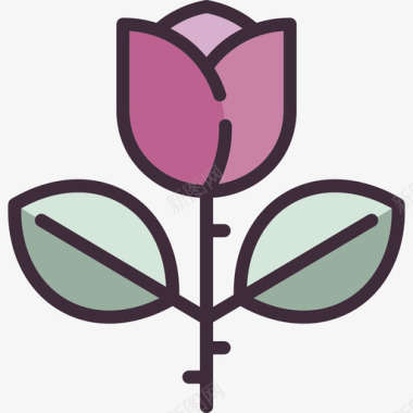 妇女节玫瑰线性妇女节元素线性颜色图标图标