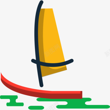 帆船彩色杂项图标平面图标