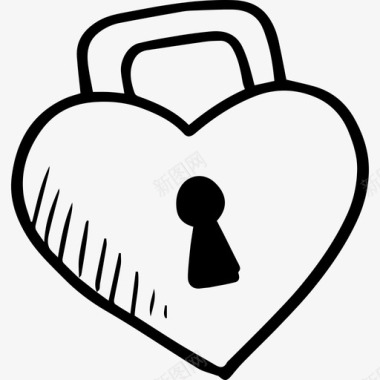 心锁情人节手绘爱情元素图标图标