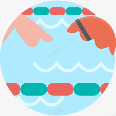 游泳池运动彩色运动元素图标图标