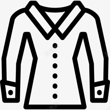 女式长袖衬衫服装直线型图标图标