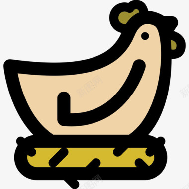 母鸡农具原色图标图标