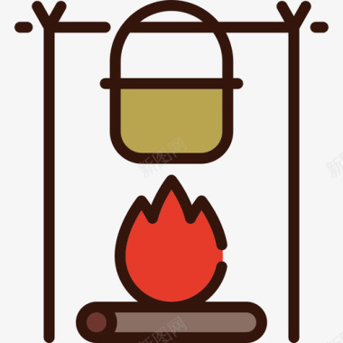 篝火篝火野生西部2线性颜色图标图标
