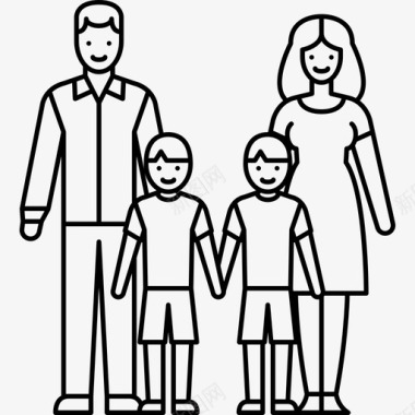 已婚夫妇有一对双胞胎男孩人家庭是直系的图标图标