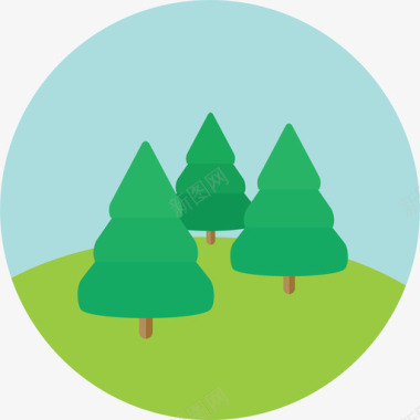 森林自然2圆形平面图标图标
