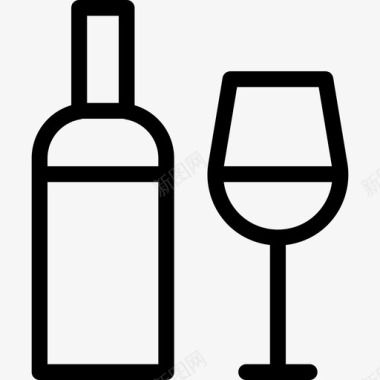 葡萄酒线形意大利甜酒线性图标图标