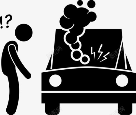 汽车故障问题烟雾图标图标