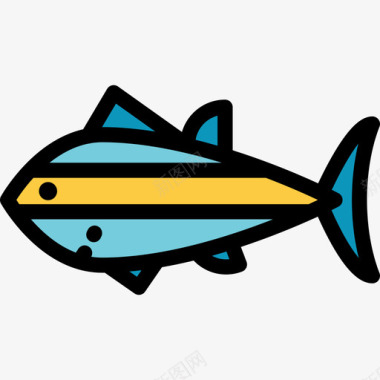 金枪鱼海洋生物2线形颜色图标图标