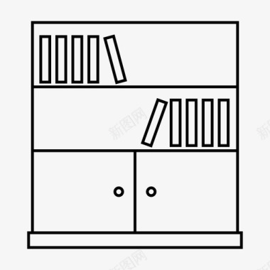 矢量褐色衣柜图书馆家具家居图标图标