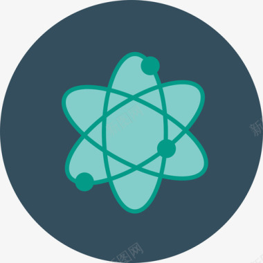 科学原子教育和科学圆形平面图标图标