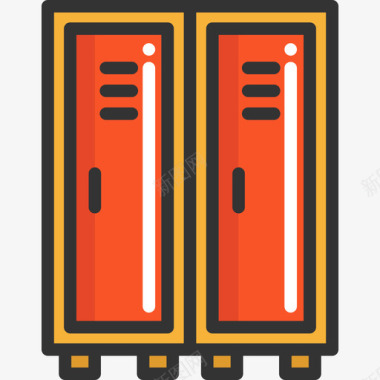 彩绘储物柜储物柜学校元素4线性颜色图标图标