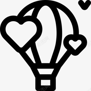 热气球爱情浪漫系列直线型图标图标