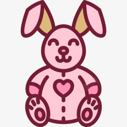 兔子套装兔子线性颜色情人节套装浅圆形图标高清图片