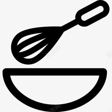 打蛋器和碗面包店线性图标图标