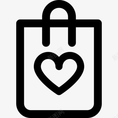 购物袋商务情人节线性元素图标图标