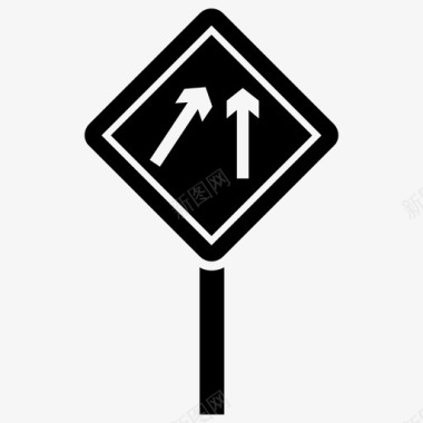 方向标志车道选择道路标志和交叉口字形图标图标