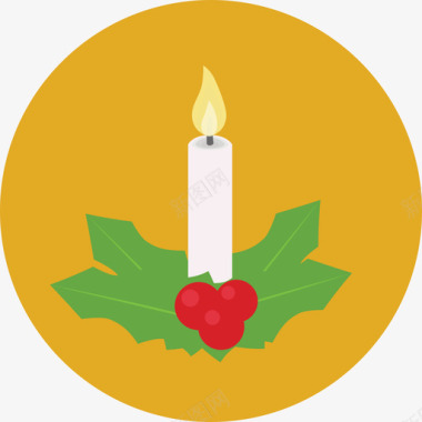 蜡烛圣诞8号圆形扁平图标图标