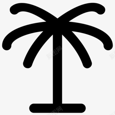棕榈树自然元素大胆的圆形图标图标