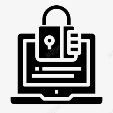 笔记本电脑保护安全黑色图标图标