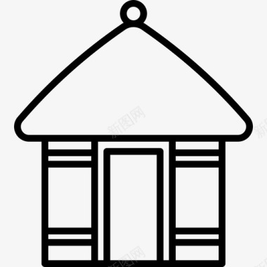 小屋建筑群线性图标图标