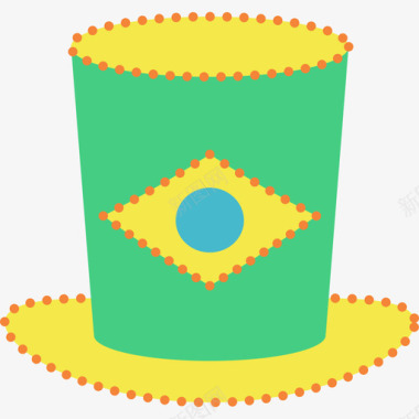 帽子彩色巴西元素扁平图标图标