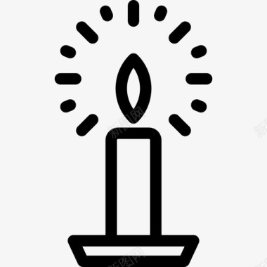 蜡烛圣诞装饰品直线型图标图标