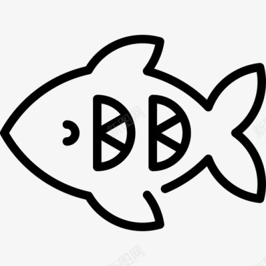 鱼和柠檬烧烤线工艺直系图标图标