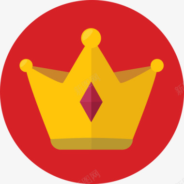 王冠徽章和选票圆圈扁平图标图标