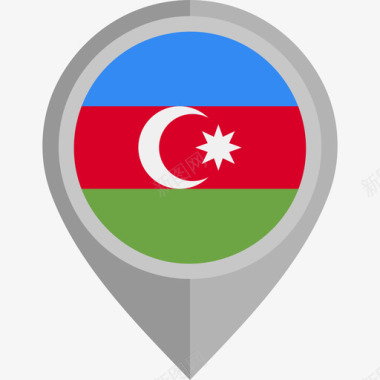圆形UI阿塞拜疆国旗圆形图标图标