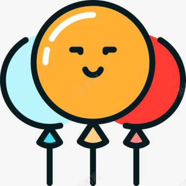 气球玩具气球气球狂欢节元素线条色彩图标图标