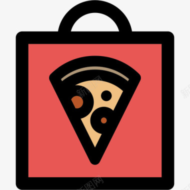 披萨彩色厨房用品线性颜色图标图标