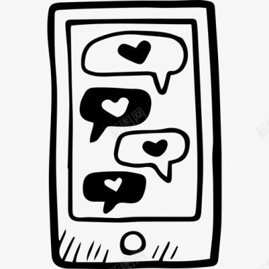 智能手机科技手绘爱情元素图标图标