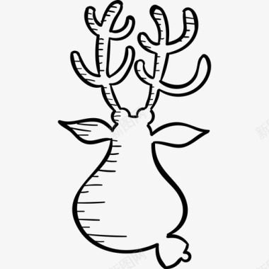 驯鹿圣诞手绘黑色图标图标