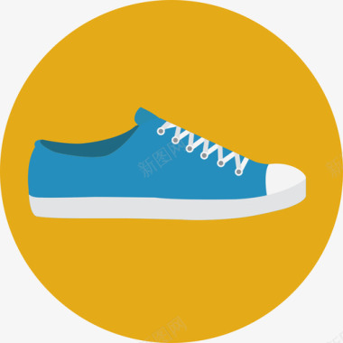 运动人物运动鞋衣服和鞋类圆形扁平图标图标