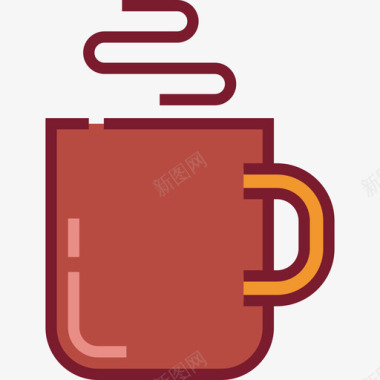 咖啡杯秋季5线性颜色图标图标
