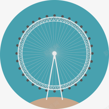 伦敦眼世界纪念碑圆形平面图标图标