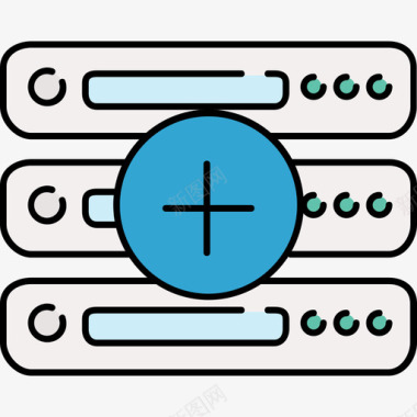 彩色长方形背景矢量服务器设备9彩色128px图标图标