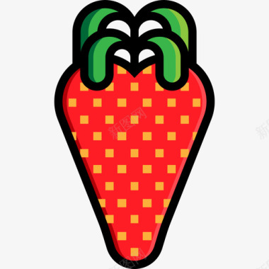 草莓平底锅草莓食品和餐厅3线性颜色图标图标