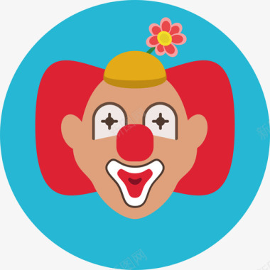 小丑小丑音乐娱乐圆形平面图标图标