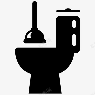 疏通马桶柱塞浴室服务抽吸泵图标图标