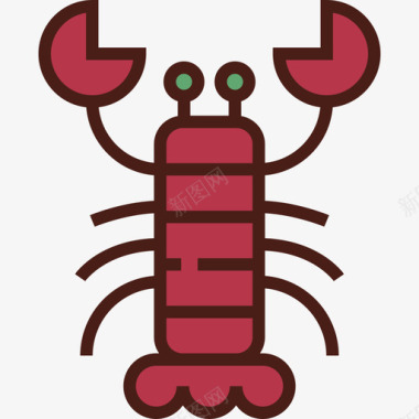 龙虾食物6线形颜色图标图标