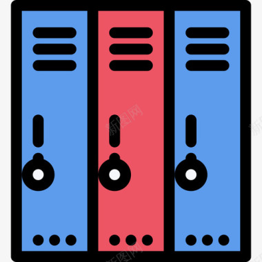 储物柜储物柜学校和童年2彩色图标图标