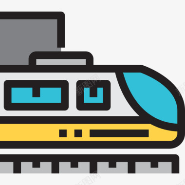 夏季火车夏季2线性颜色图标图标