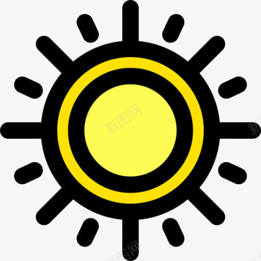 太阳夏季元素2线性颜色图标图标